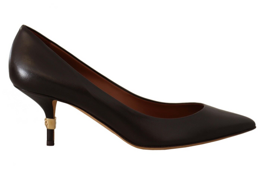 Dolce & Gabbana Brown Lederkätzchen Mid Heels Pumps Schuhe Pumpen