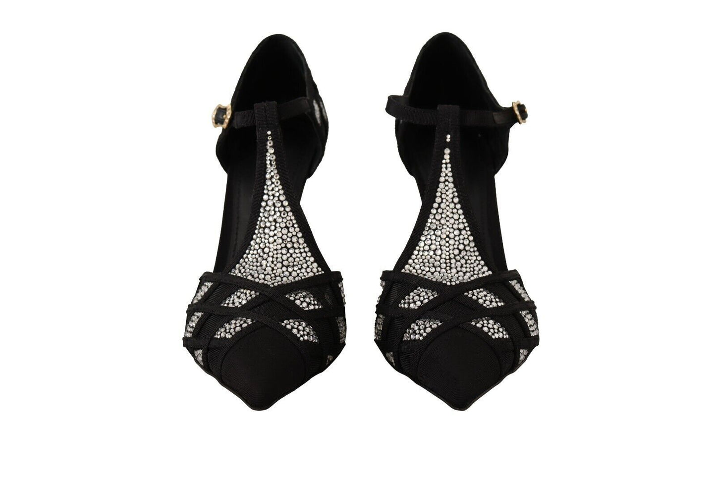 Dolce & Gabbana Black Crystals T-STrap talons pompes chaussures