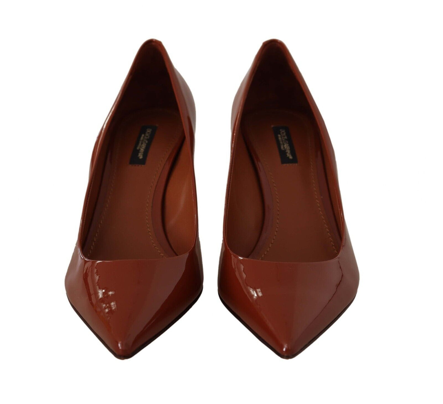 Dolce & Gabbana Brown chaton talons pompes chaussures en cuir breveté