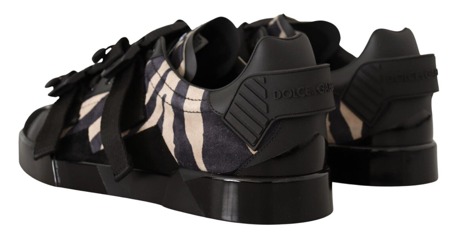 Dolce & gabbana noir blanc zèbre en daim sneakers chaussures de baskets
