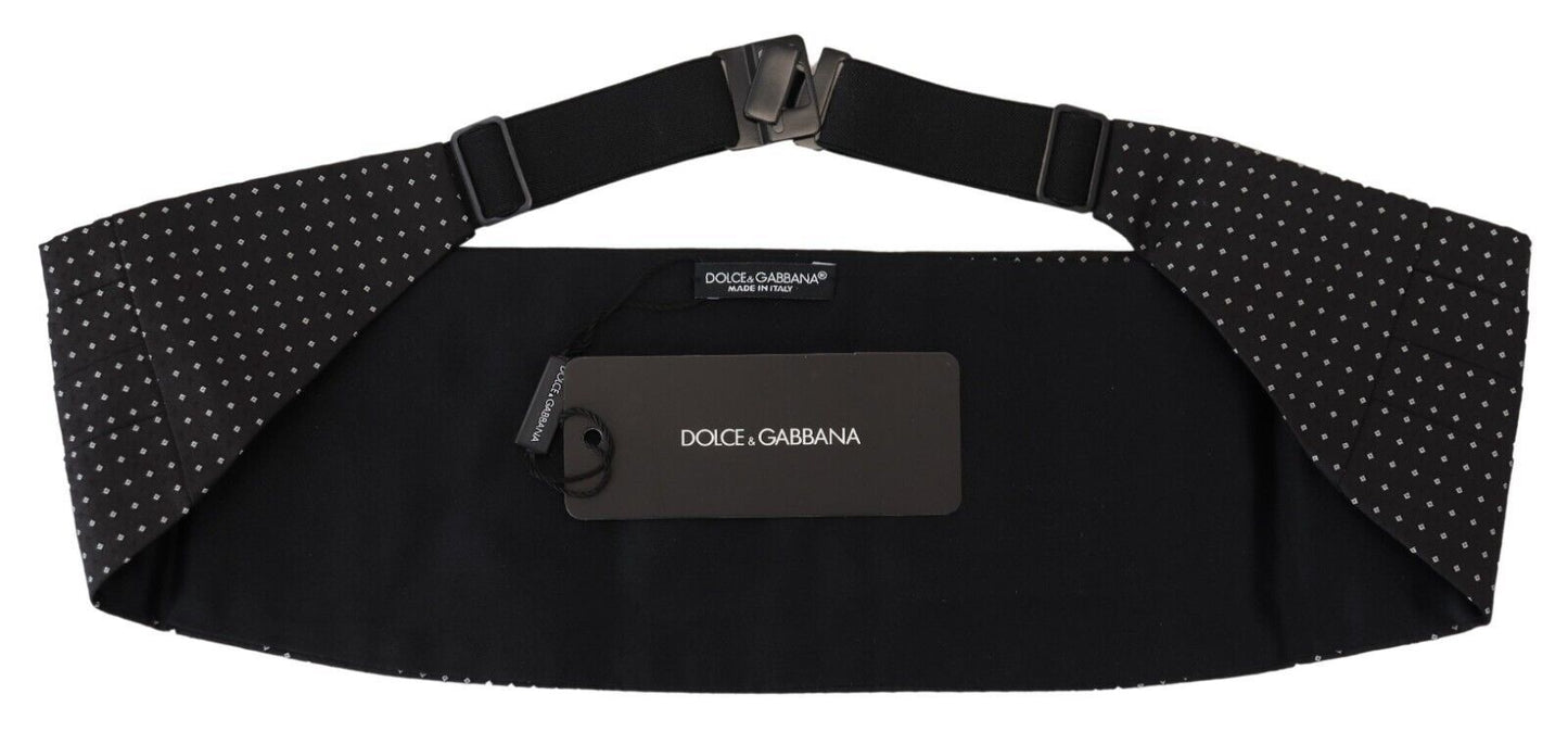 Dolce & Gabbana Black Polka Dot Wide Taille Männer Gürtel Cummerband