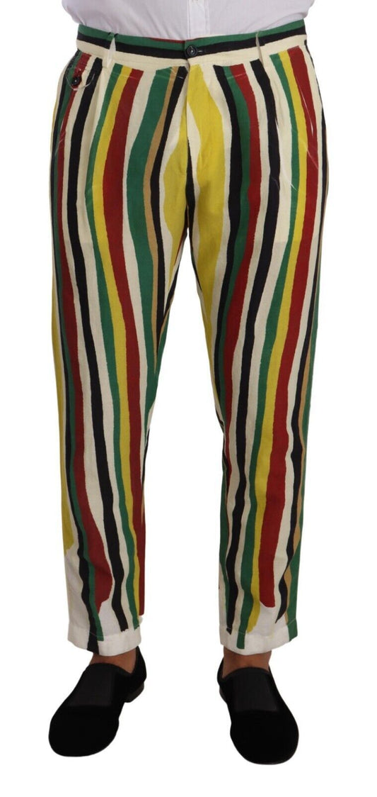 Pantaloni di cotone a strisce multicolore Dolce & Gabbana