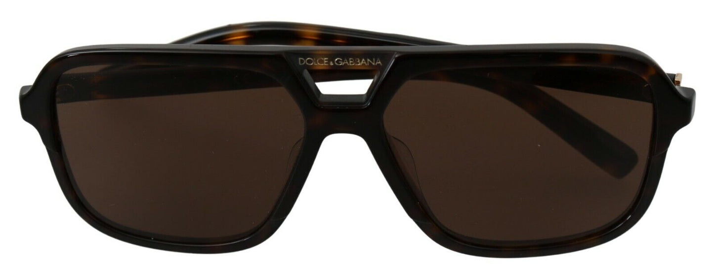 Dolce & Gabbana Brown Leopard Pattern Aviator Pilot Mens Occhiali da sole