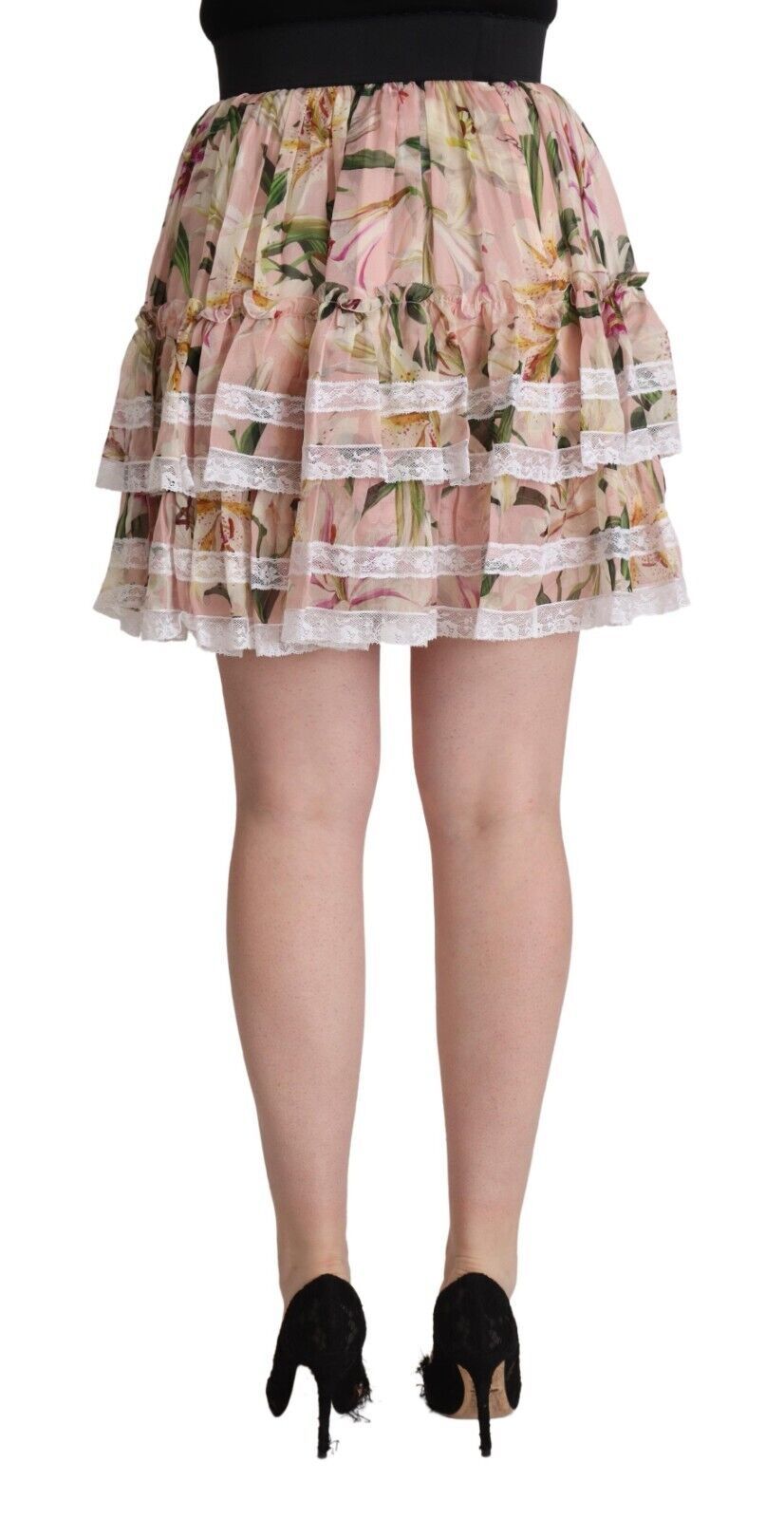 Dolce & Gabbana Pink Lily imprimer en soie mini-jupe en ligne