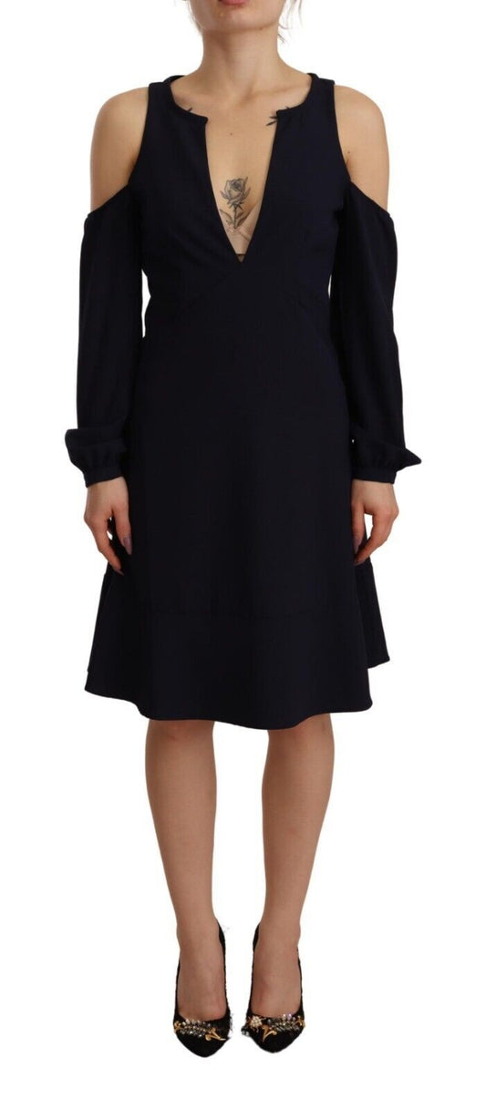 Twinset Black Long Sleeves Open Schulter A-Line-Kleid