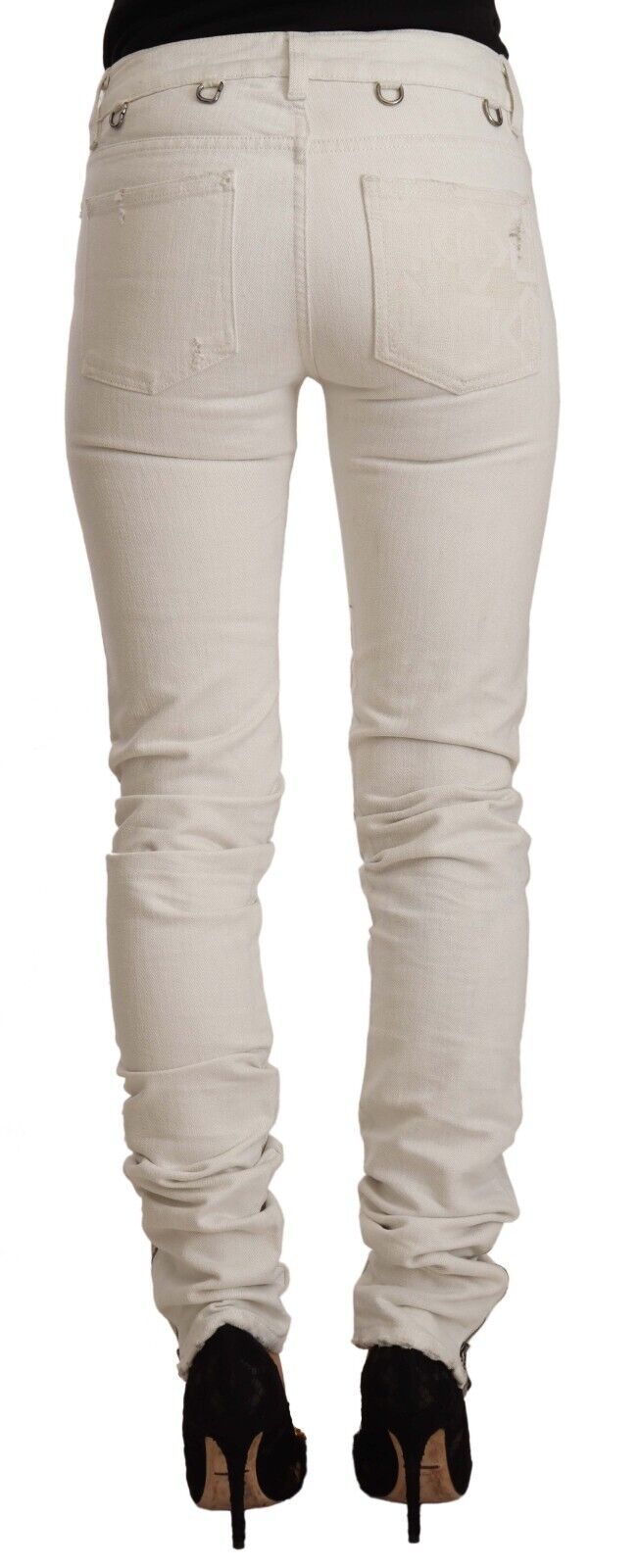 Karl lagerfeld bianco a metà vita cotone denim slim fit jeans