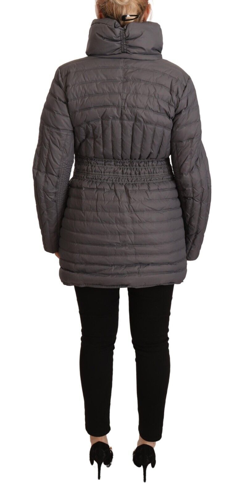 Rocobarocco grigio grigio trapuntato maniche lunghe patch zip full zip giacca