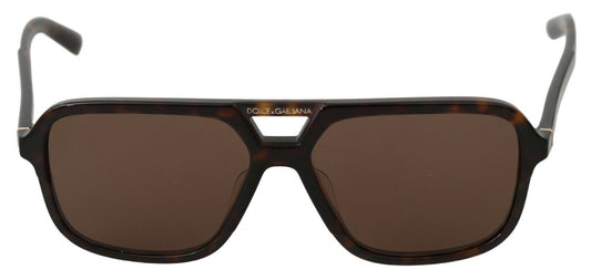 Dolce & Gabbana Brown Leopard Pattern Aviator Pilot Homme Sunglasses
