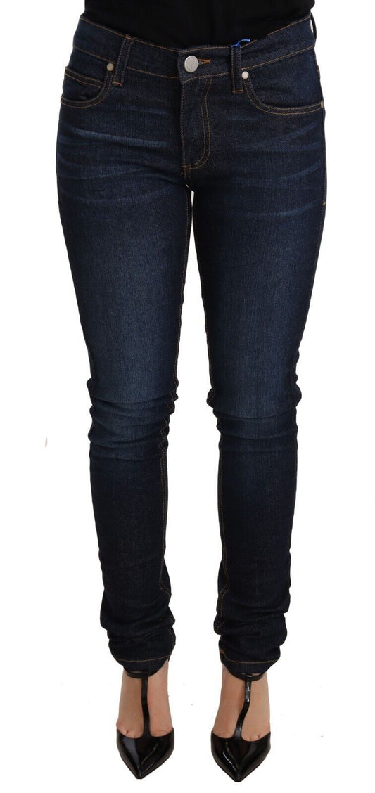 Jeans versace jeans jeans in jeans in denim magro a bassa vita di cotone scuro