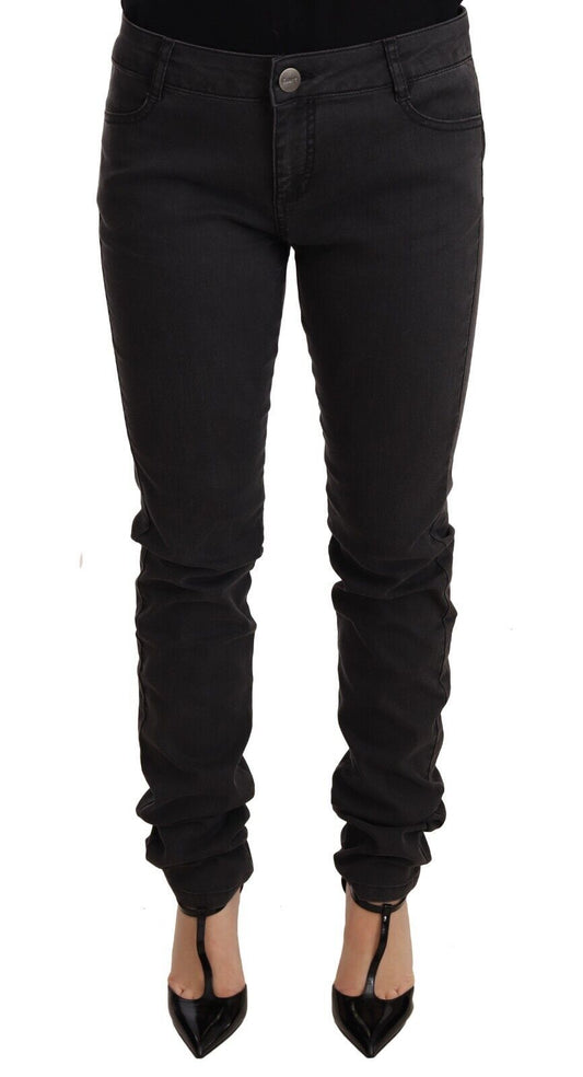 Pinko schwarze Baumwollstrecke dünne mittlere Taille Frauen Jeans Jeans