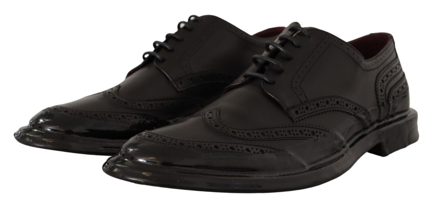 Dolce & Gabbana Schwarzes Leder Oxford Wingtip formelle Derby Schuhe