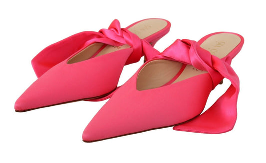 Gia couture rosa in pelle rosa pizzo su tacchi da gattino pompa scarpe