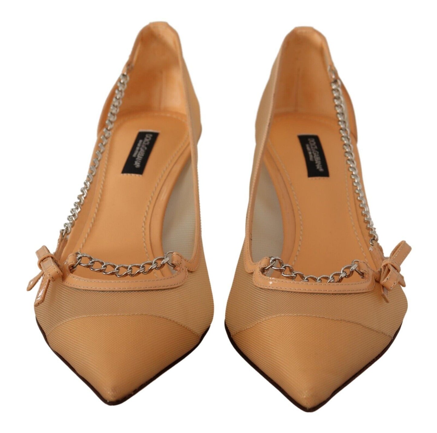 Dolce & Gabbana Peach Mesh En cuir chaînes talons chaussures