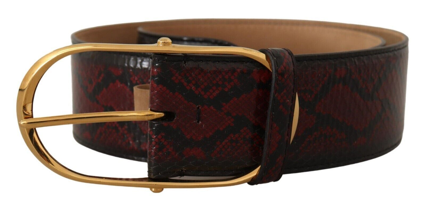 Dolce & Gabbana Red Exotic Leder Gold Oval Schnalle Gürtel