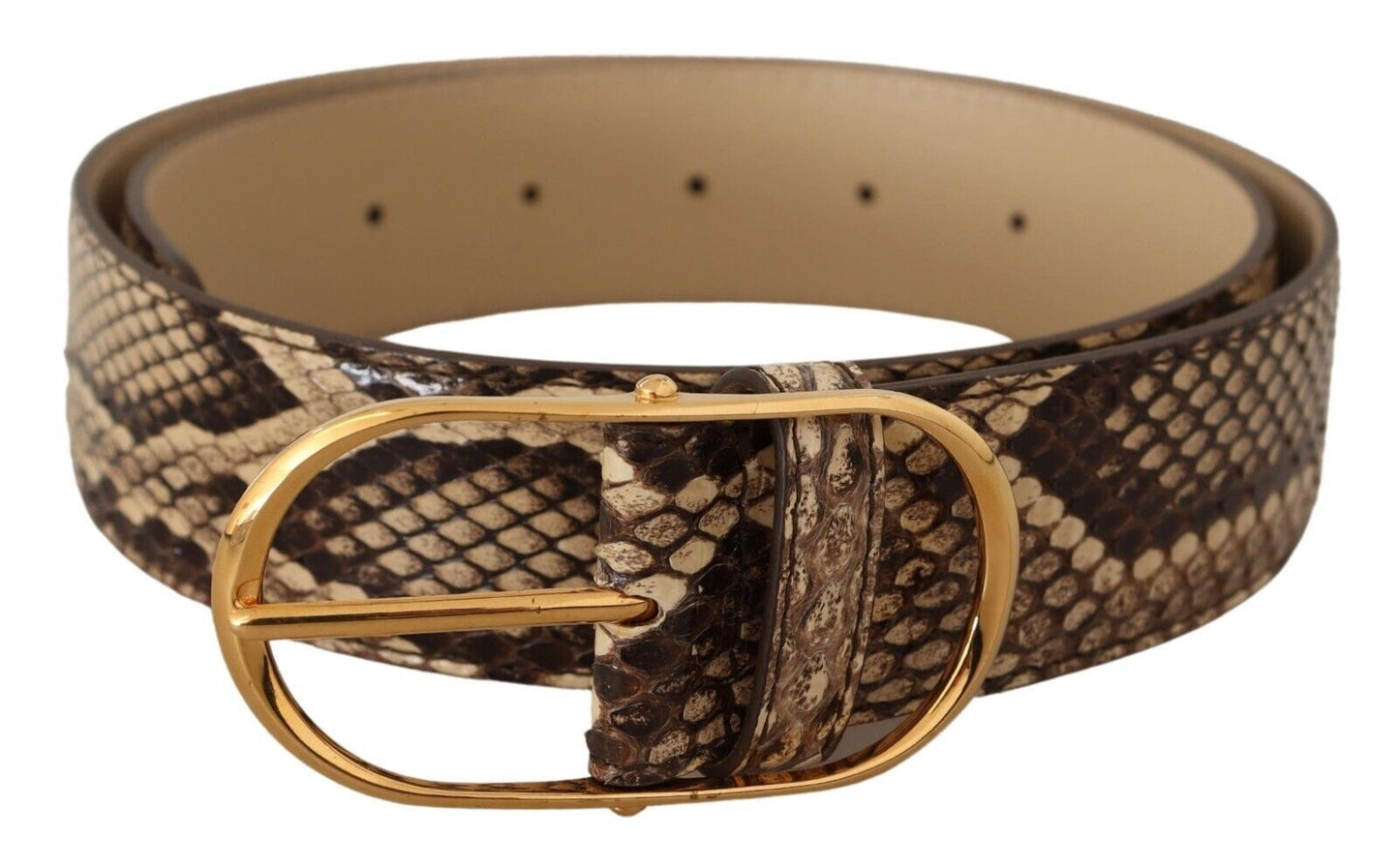 Dolce & Gabbana Brown Exotic Leder Gold Oval Schnalle Gürtel