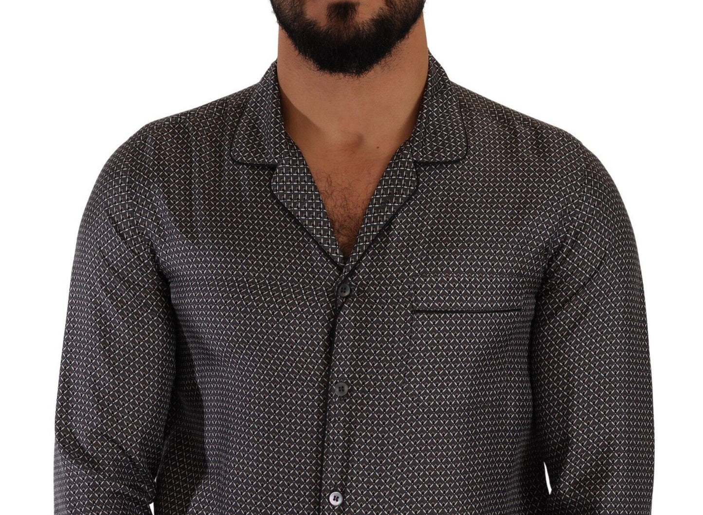 Dolce & Gabbana Grey Fantasy Muster Pyjama Top Mens Shirt