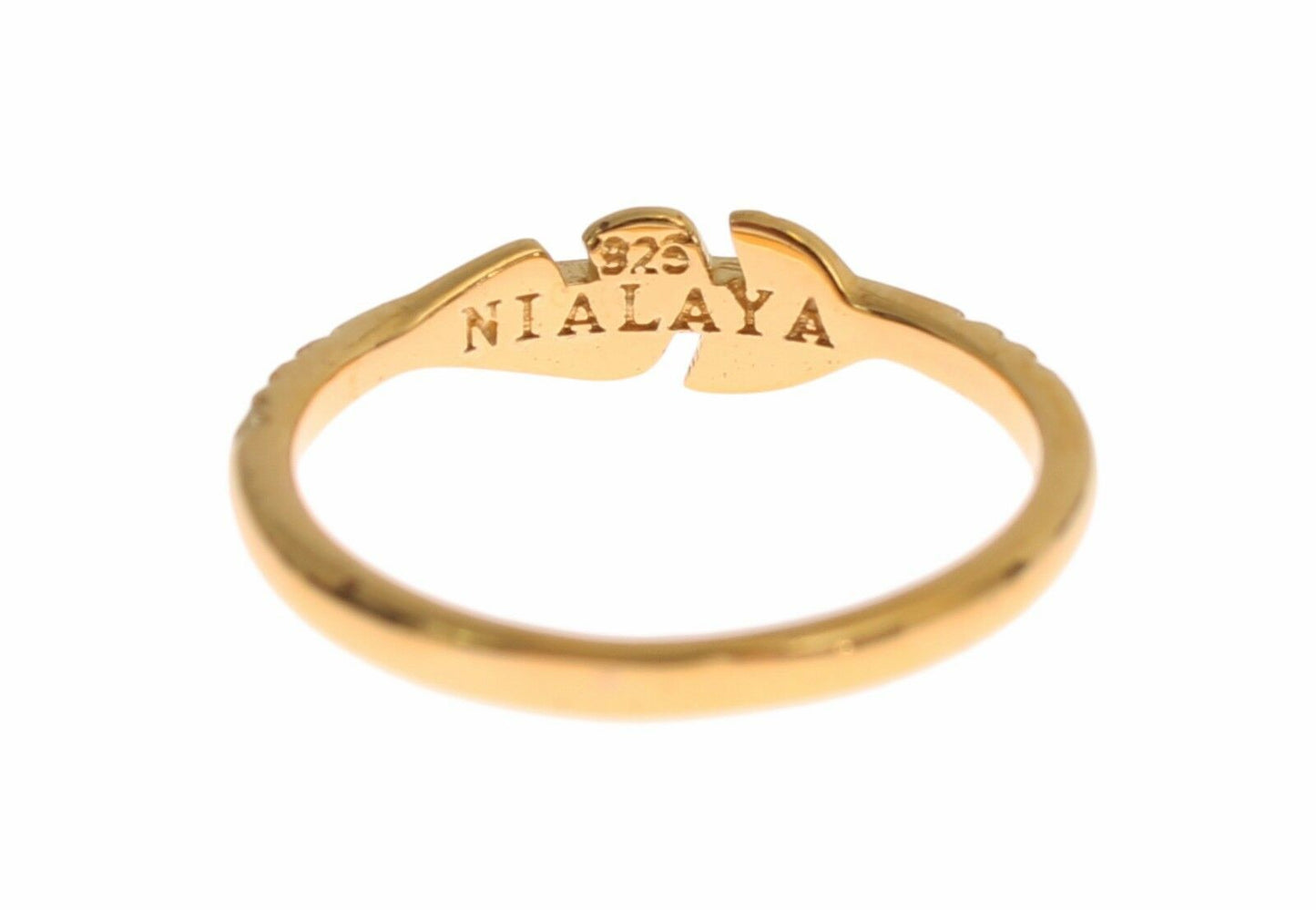 Anello d'argento Nialaya Gold Clear CZ 925