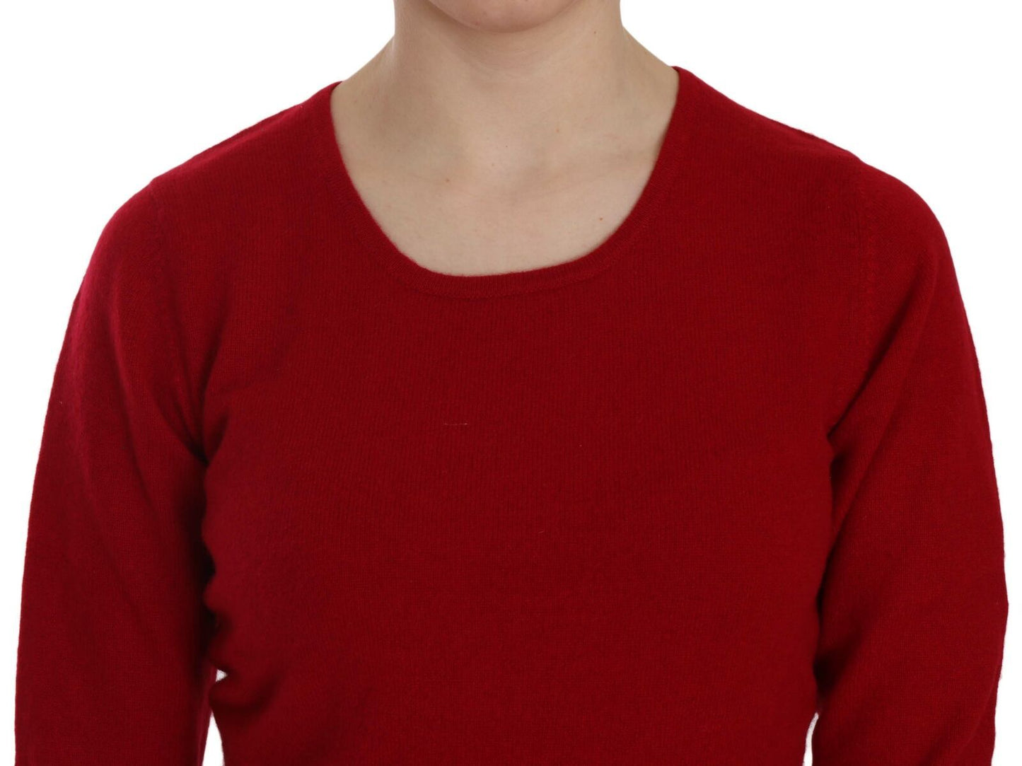 Mila Schön Red Round Neck Pullor Cashmere Sweater