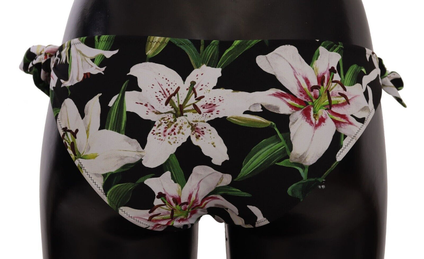 Dolce & Gabbana Bikini Bottom Black Lily Stampa costumi da bagno da bagno