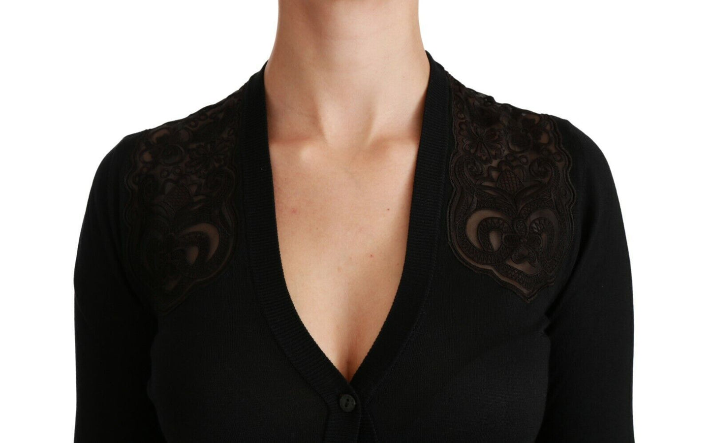 Maglione di cardigan in pizzo nero di Dolce & Gabbana