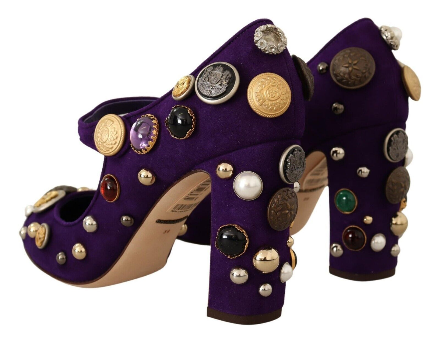 Dolce & Gabbana Purple Suede Embellie Pump Mary Jane Shoes