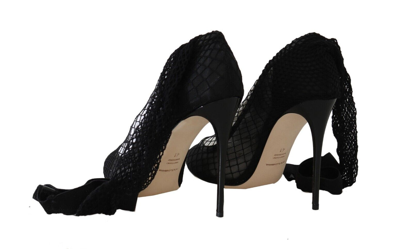 Dolce & Gabbana Black Netted talons talons pompes chaussures