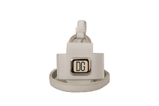 Dolce & Gabbana White in pelle bianca cinturino in metallo argento AirPods Case