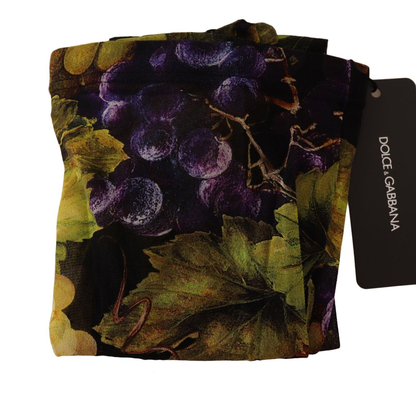 Dolce & Gabbana Black Grapes Print Stockings Toches