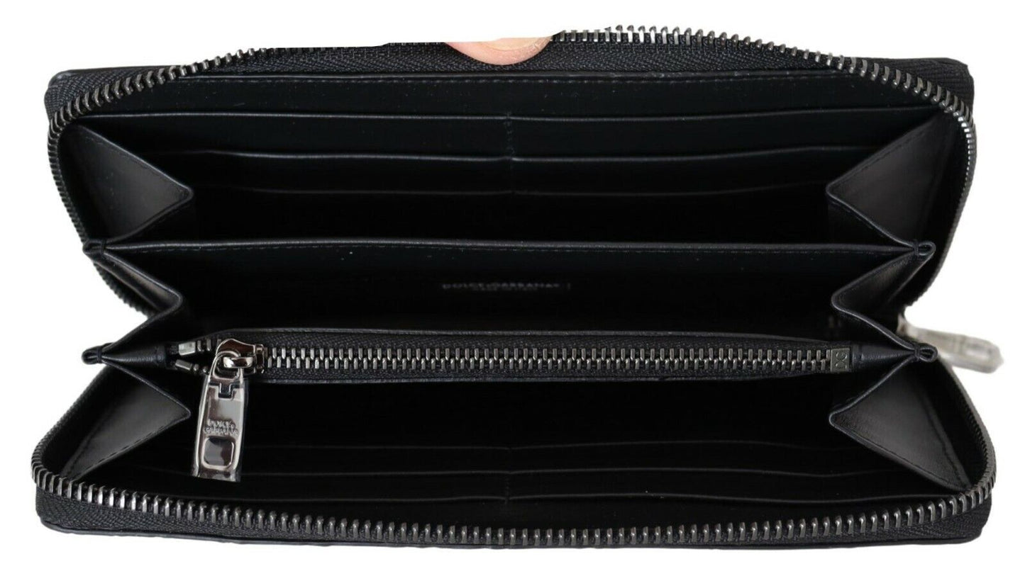 Dolce & Gabbana Black Reißverschluss um die kontinentale Kupplung exotischer Lederbrieftasche