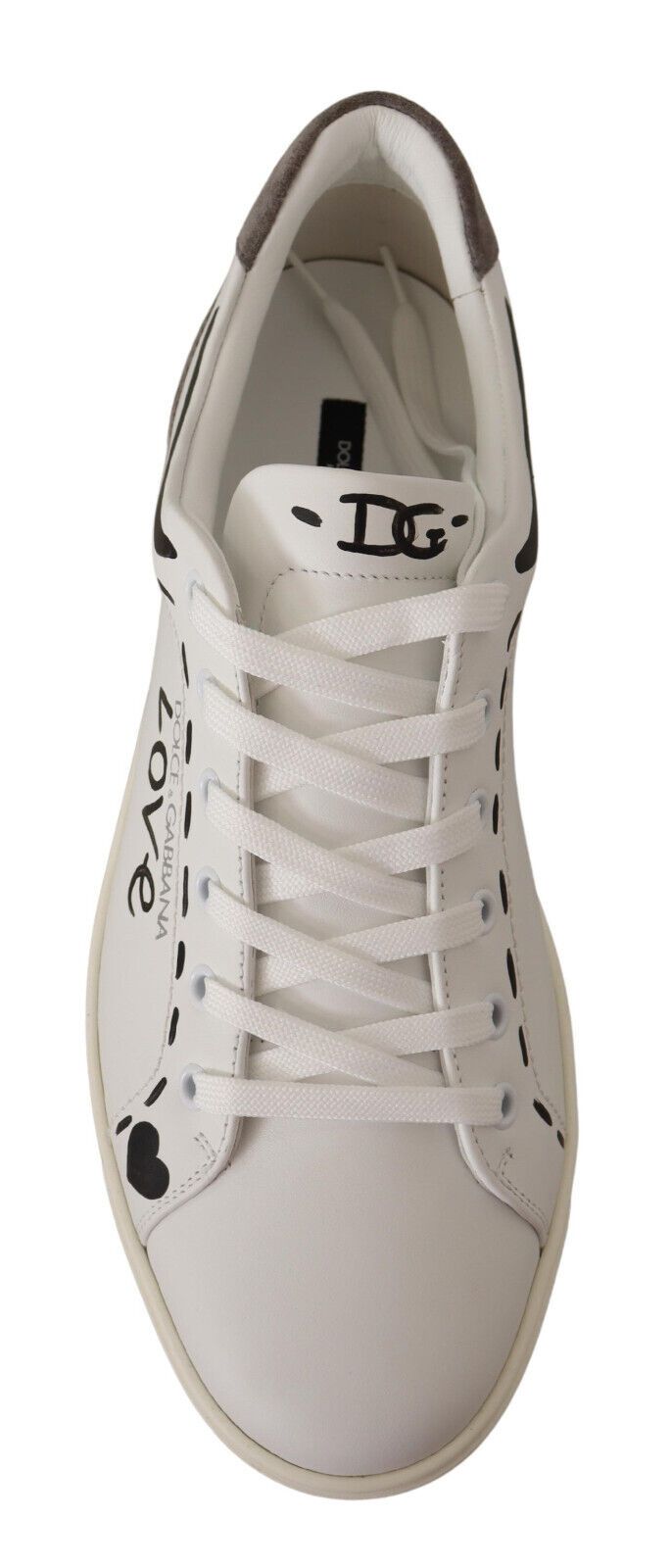 Dolce & Gabbana White Leather Grey Grey Love Sneaker Casual Shoes