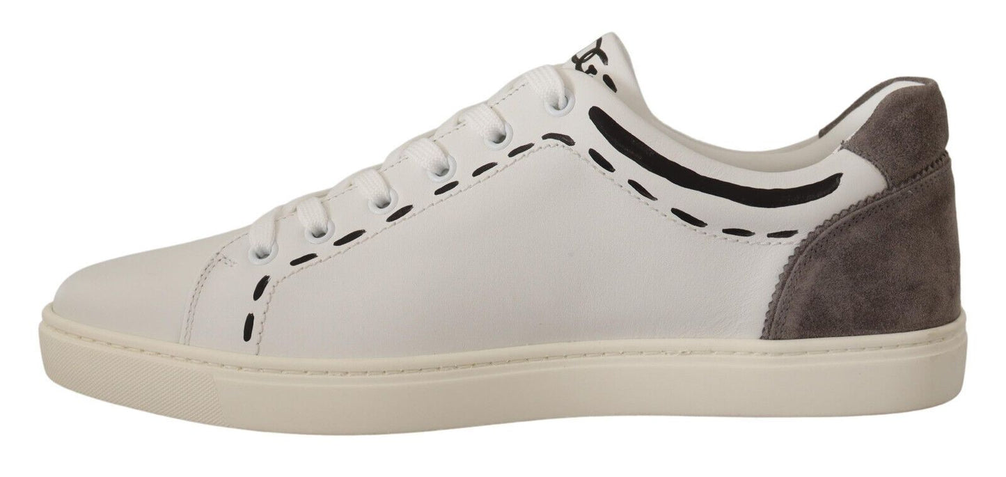 Dolce & Gabbana White Leather Grey Grey Love Sneaker Casual Shoes