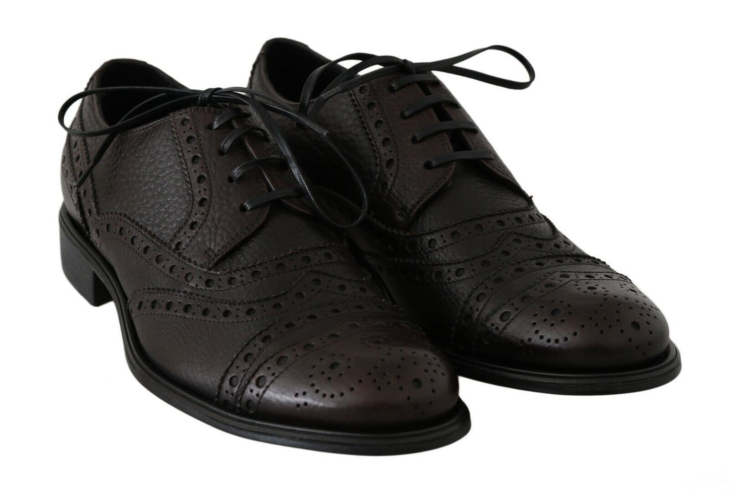 Dolce & Gabbana Brown Leder Wingtip Derby formelle Schuhe