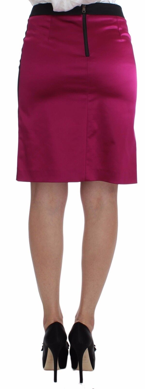 Dolce & gabbana rose noir au-dessus des genoux jupe extensible en coton