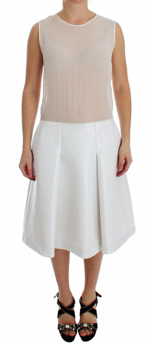 Koonhor weiße Falten -Bottom -Tankscheide transparentes Kleid