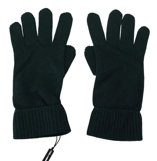 Dolce & Gabbana Grüne Handgelenk Länge Kaschmirgestrickte Handschuhe