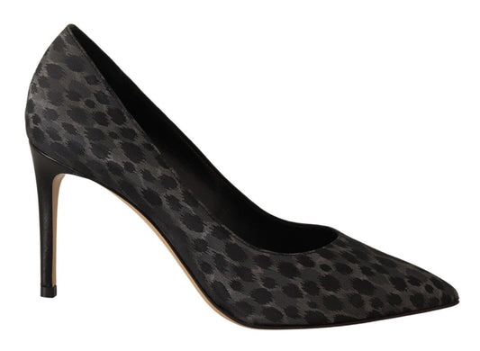 Sofia Black Leopard Leather Stiletto High Heels Pumps Chaussures