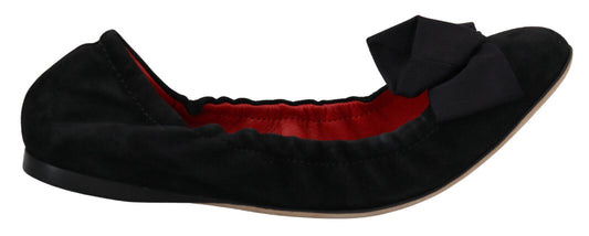 Dolce & Gabbana Black Suede Slip sur les chaussures de ballet