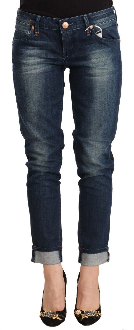 ACHT Blue lavé basse taille skinny denim jean plié ourlet