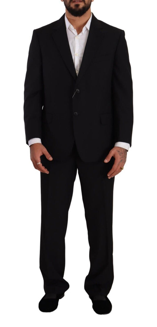 Domenico Tagliente Black Polyester Suit formel à poitrine simple