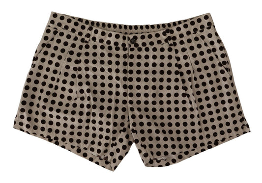 Dolce & Gabbana Black White Polka Punkte Baumwoll -Leinen Shorts