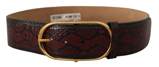 Dolce & Gabbana Red Exotic Leather Gold Oval Backle Baille