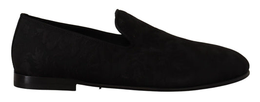 Dolce & Gabbana Black Jacquard Slipper Flats Slads Slads Schuhe