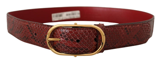 Dolce & Gabbana Red Exotic Leather Gold Oval Backle Baille
