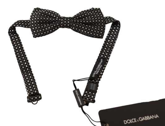 Dolce & Gabbana Schwarz gemustert verstellbarer Nacken Papillon Fliege Krawatte
