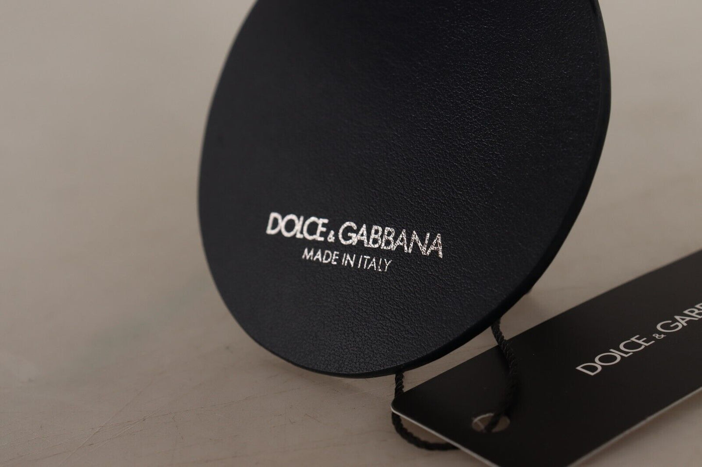 Dolce & Gabbana schwarzer Lederschale Metall Silbertonschlüsselringschlüsselkette