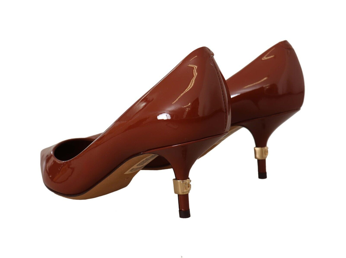 Dolce & Gabbana Brown chaton talons pompes chaussures en cuir breveté
