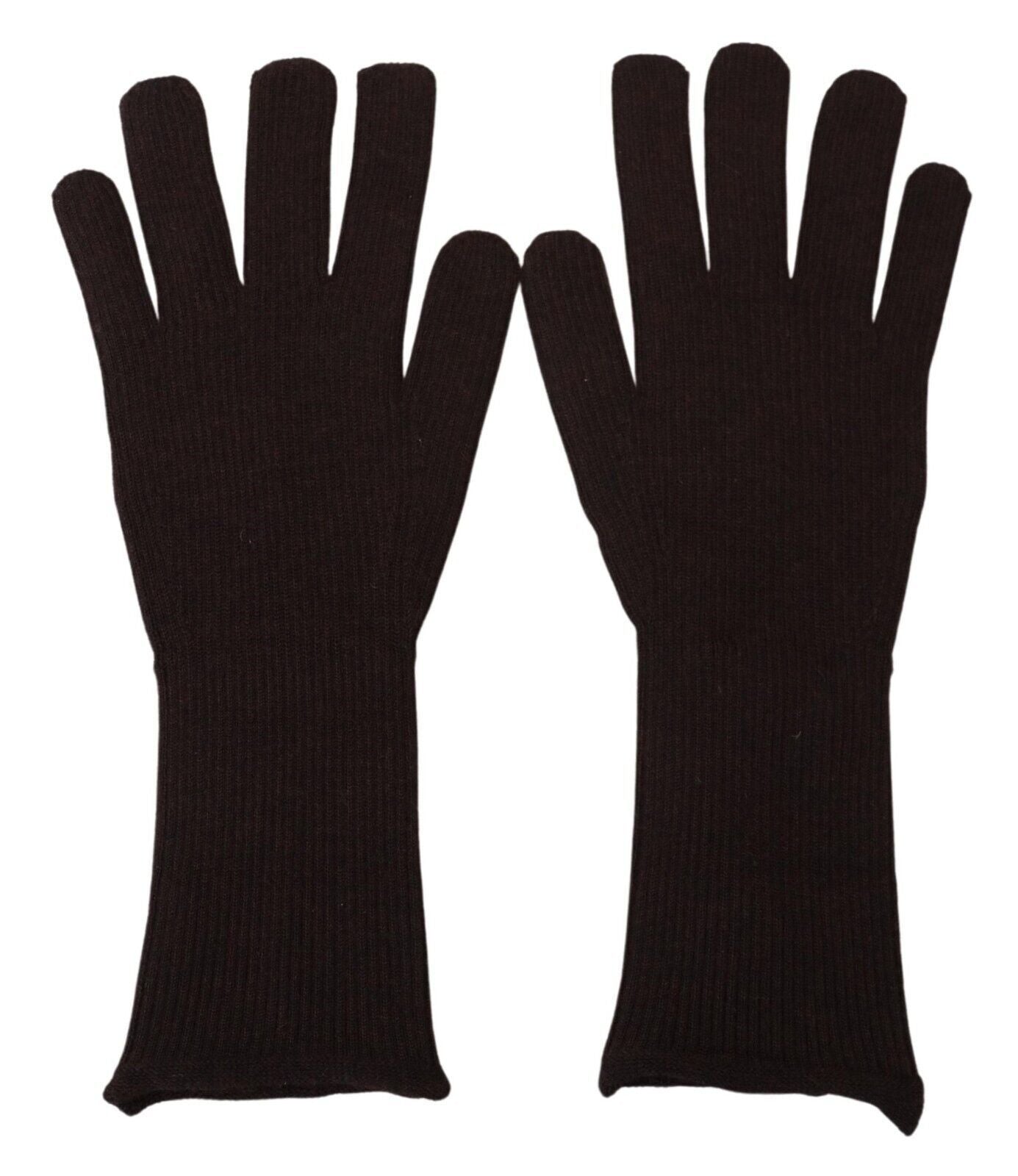 Dolce & Gabbana Brown Cashmere Seidenhände Mitten Herren Handschuhe