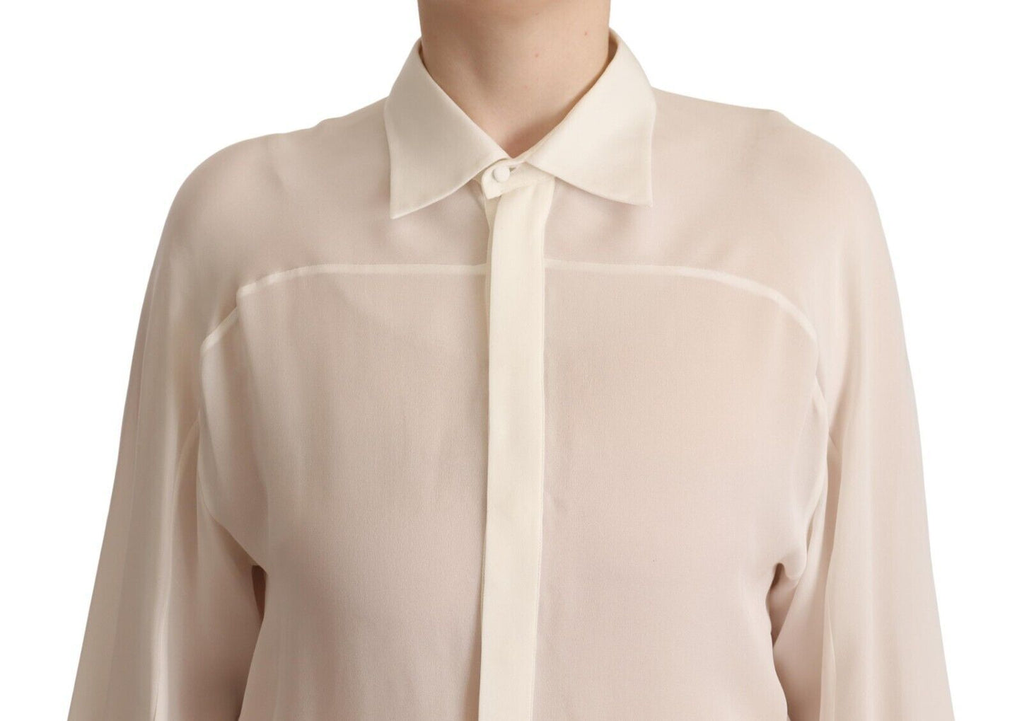 Dsquared² Off White Silk Long Blouse Top