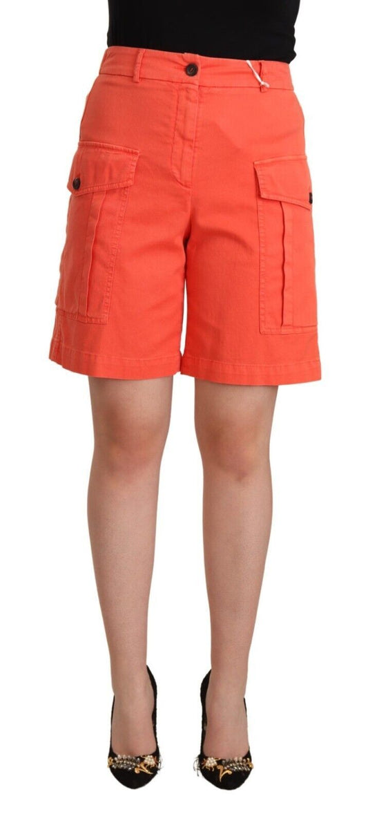 Peserico Orange Cotton High Taille Ladung Casual Shorts