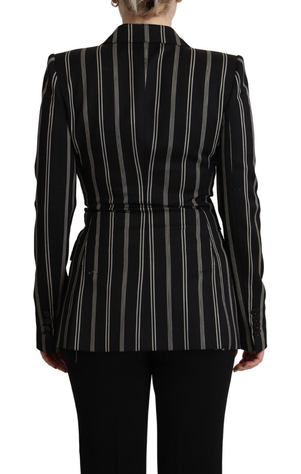 Dolce & Gabbana Black White Stripes lana Giacca a maniche lunghe